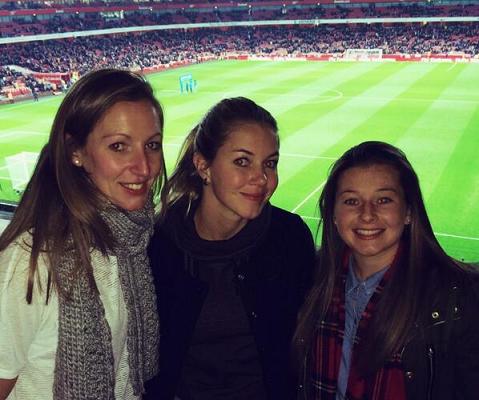 Christie (right) at the Emirates Stadium with Arsenal goalkeeper Siobhan Chamberlain and now-departed defender Anouk Hoogendijk.