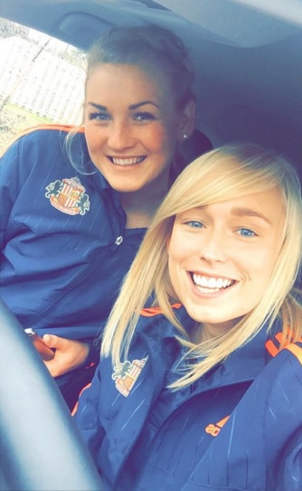 Steph (right) with Sunderland goalkeeper Hilde Gunn Olsen. instagram.com/stephanieroche9