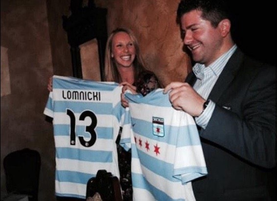 Chicago Red Stars favourite Michelle Wenino changing her jersey name to Lomnicki after her marriage to husband Wes (pictured).